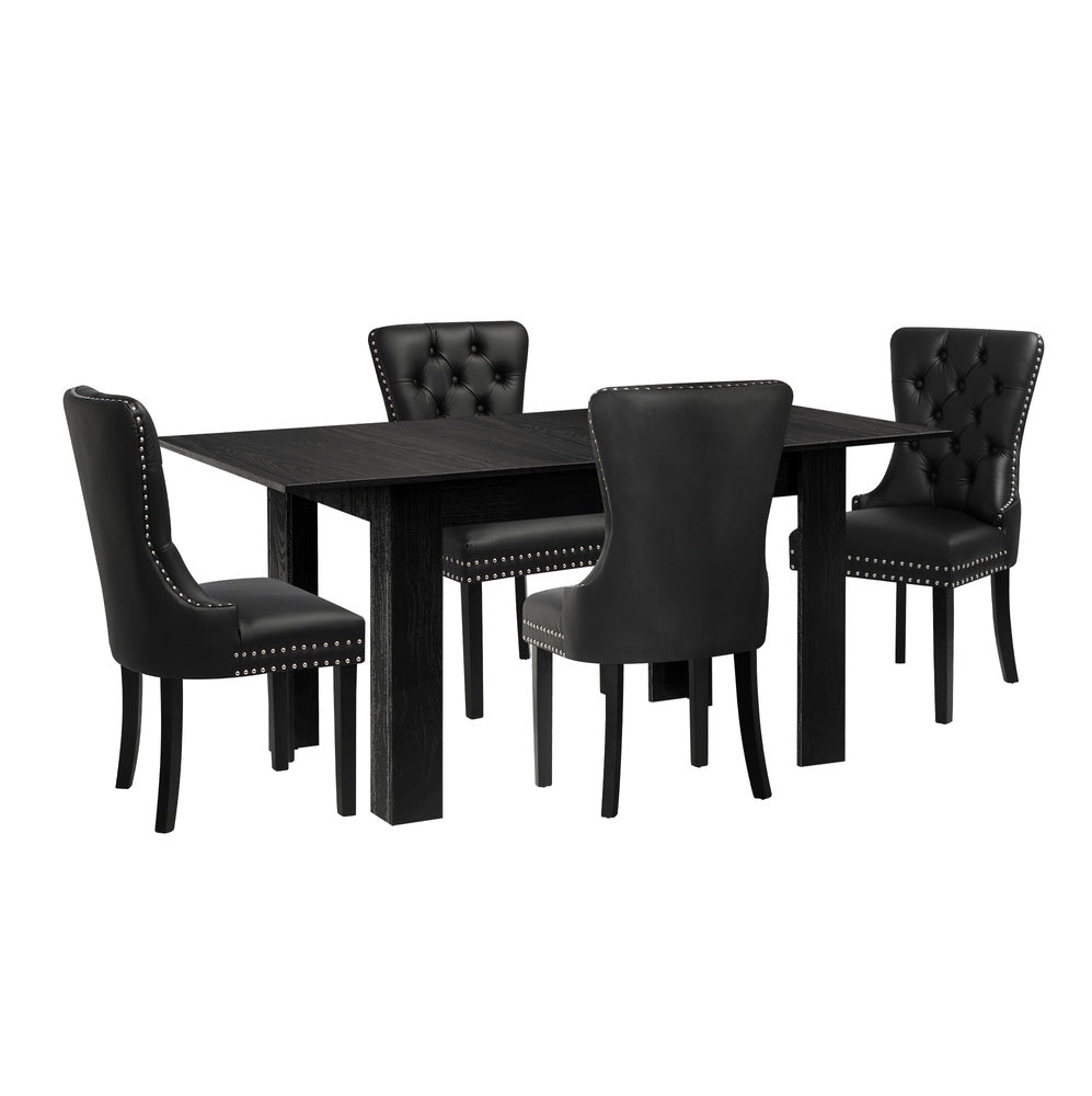 Dining Set 160cm Extendable Table with 6PCS Chairs PU Leather