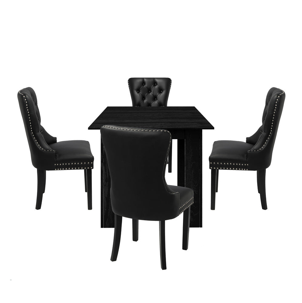 Dining Set 160cm Extendable Table with 4PCS Chairs PU Leather