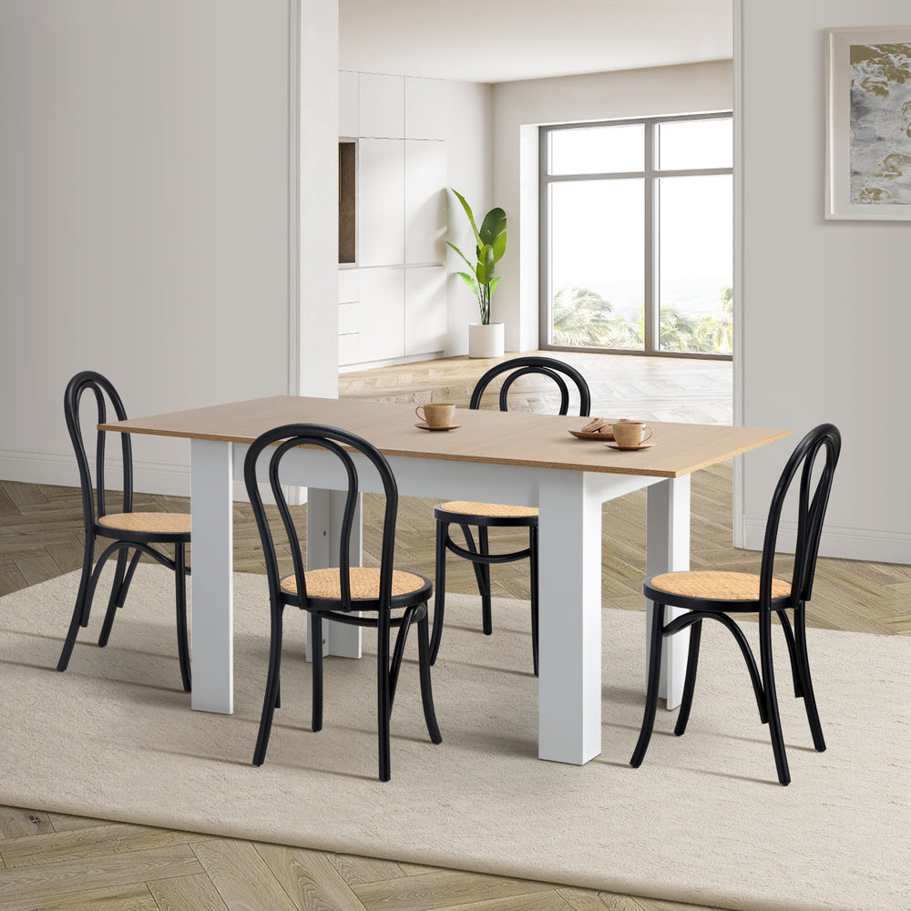 160cm Extendable Dining Table with 6PCS Crossback Chairs White