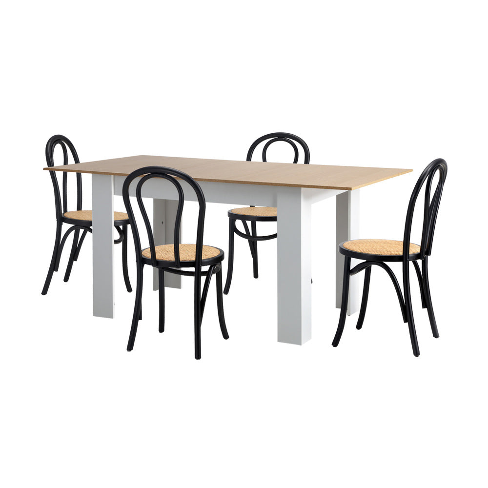 160cm Extendable Dining Table with 6PCS Crossback Chairs White