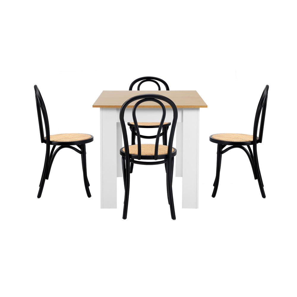 160cm Extendable Dining Table with 6PCS Crossback Chairs White