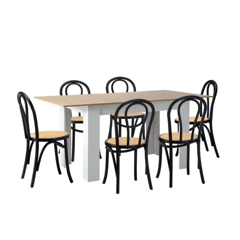 160cm Extendable Dining Table with Crossback Chairs