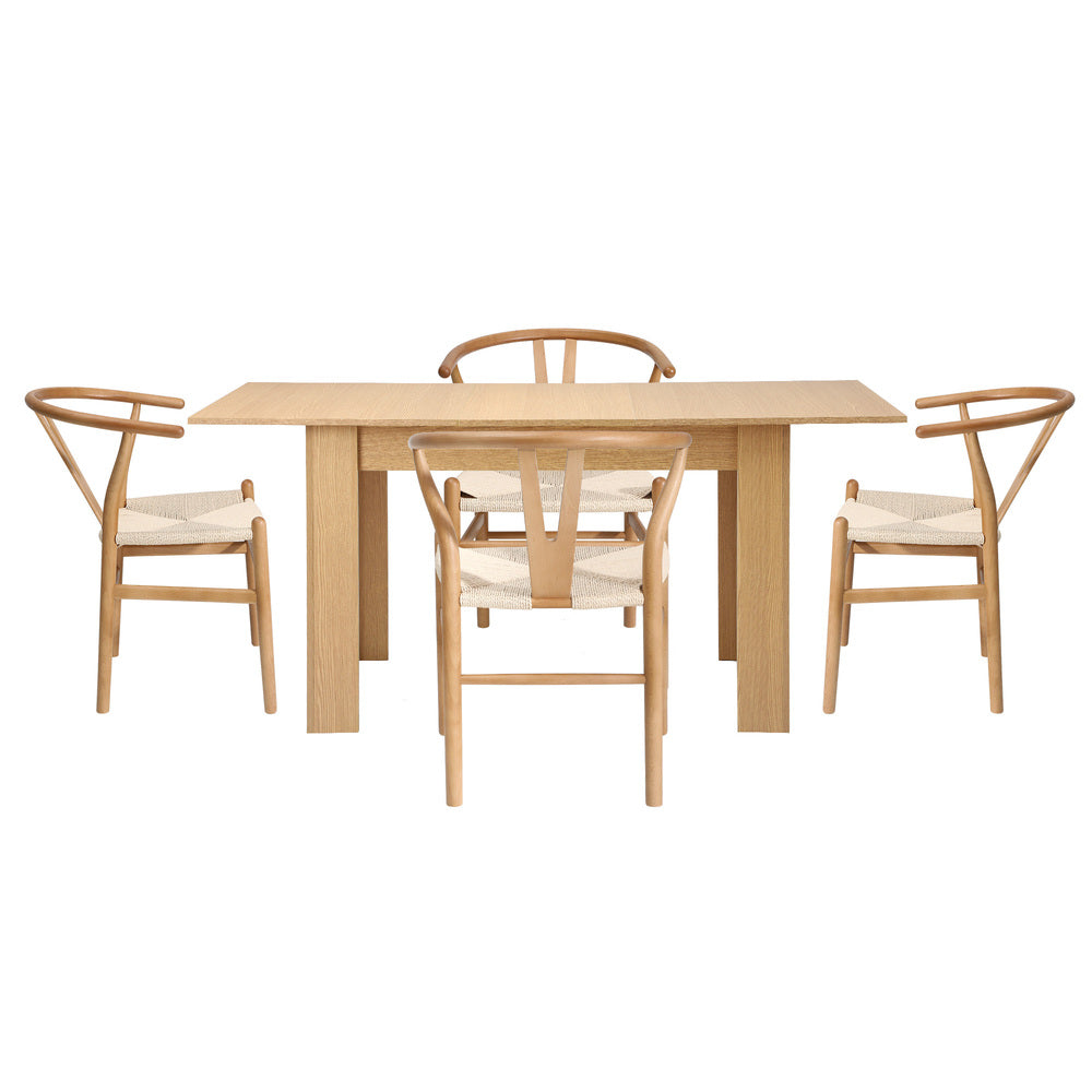 Extendable Dining Table Dining Chairs Natural 5x/7x