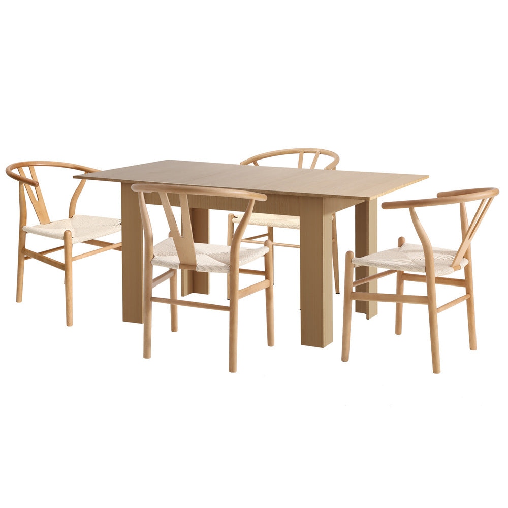 Extendable Dining Table Dining Chairs Natural 5x/7x