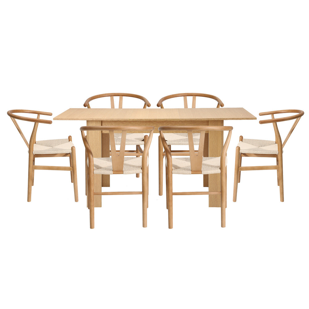 Extendable Dining Table Dining Chairs Natural 5x/7x