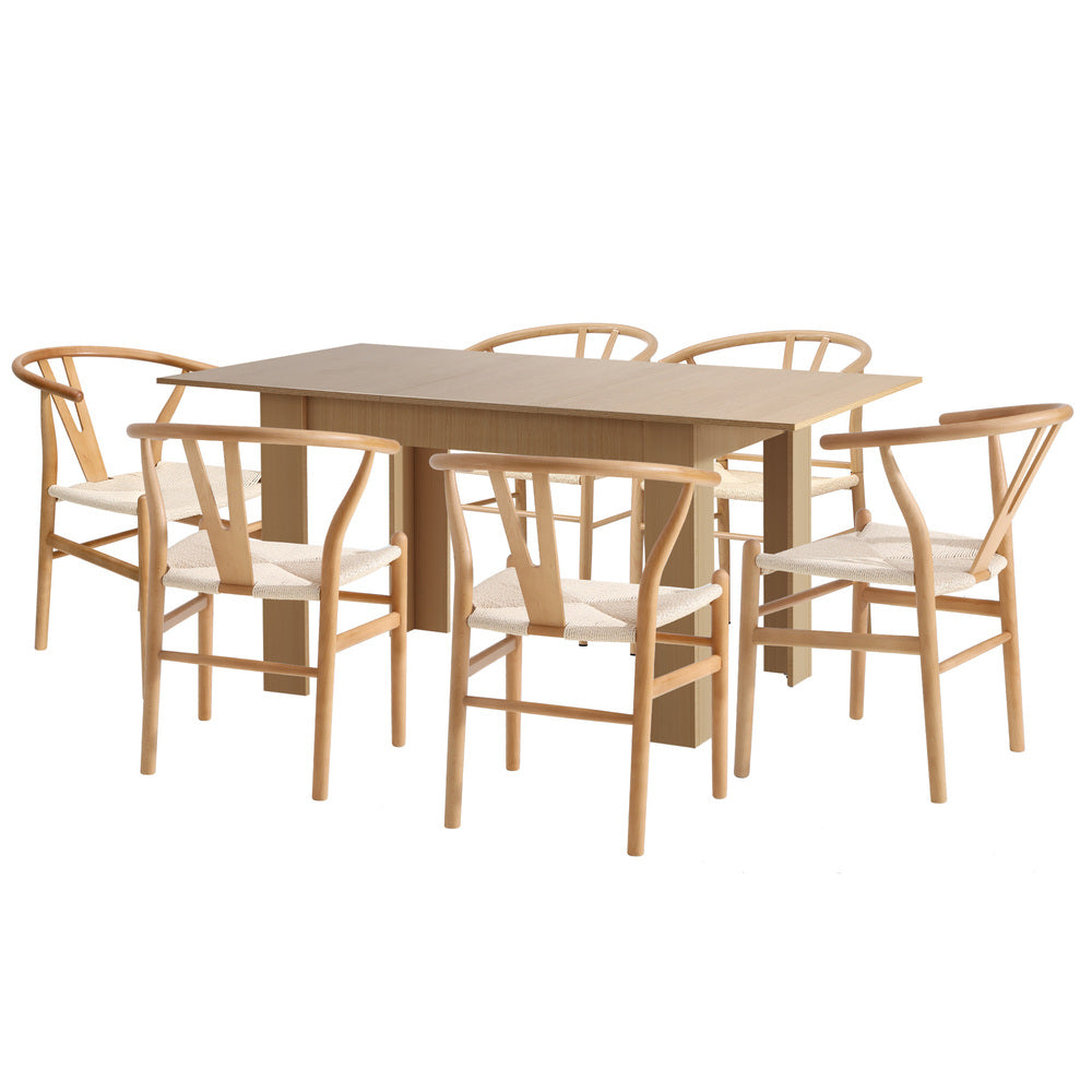 Extendable Dining Table Dining Chairs Natural 5x/7x