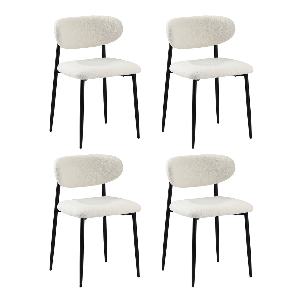 90cm Round Dining Table with 4x Dining Chairs Boucle Black&White