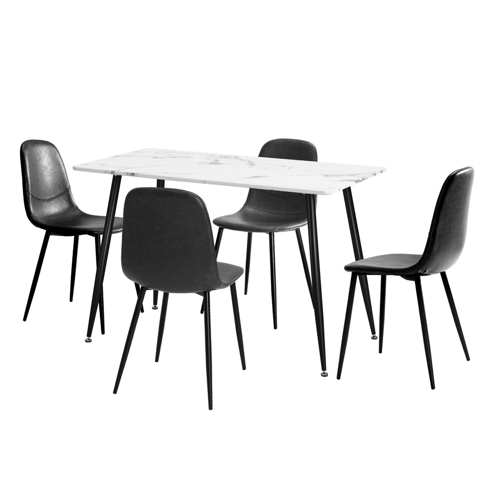 120cm Rectangle Dining Table with 6PCS Chairs PU Grey