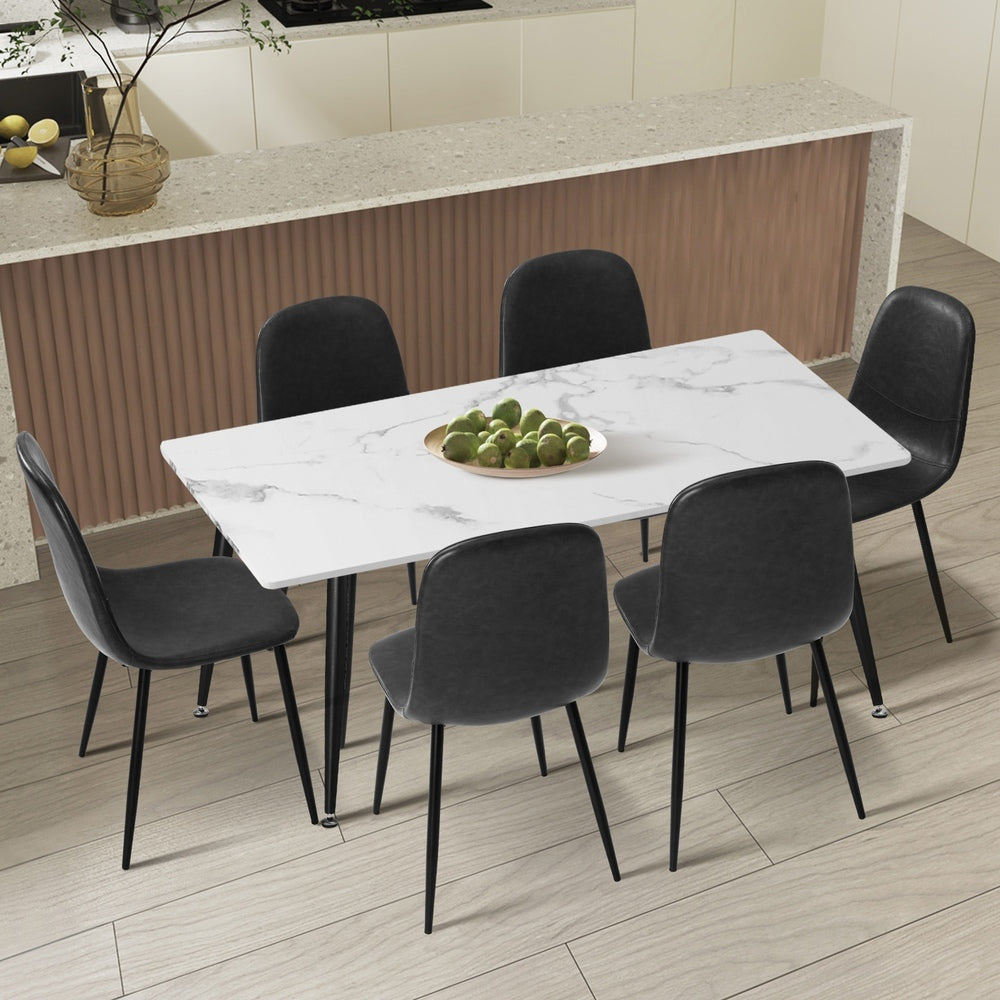 120cm Rectangle Dining Table with 4PCS Chairs PU Grey