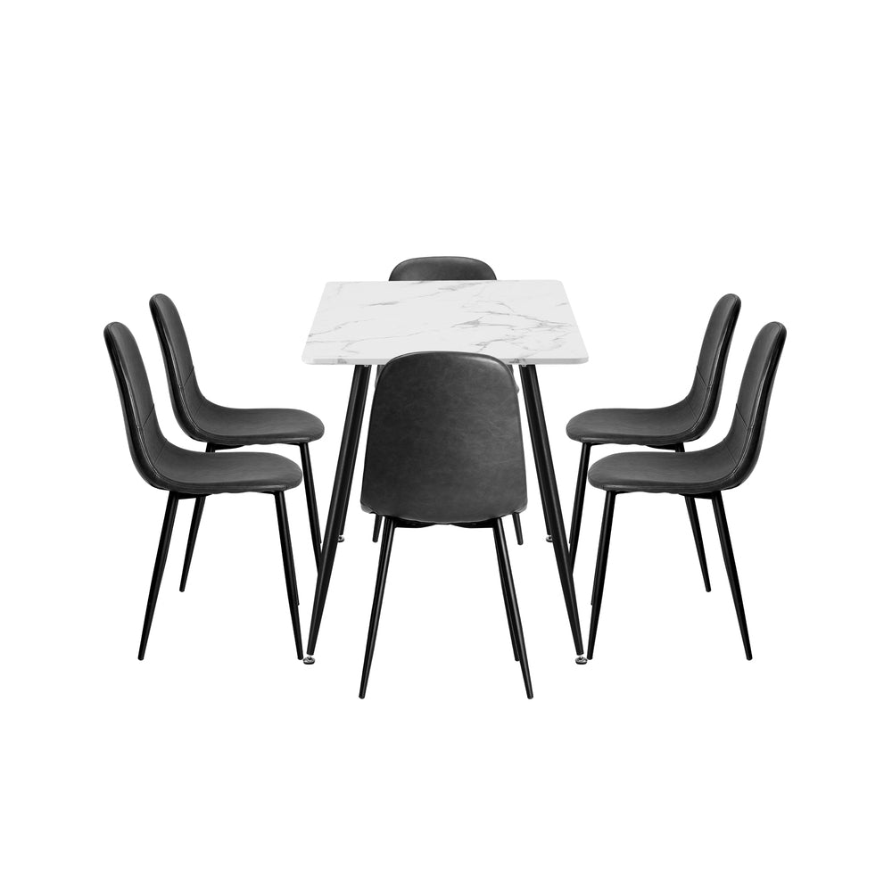 120cm Rectangle Dining Table with 4PCS Chairs PU Grey