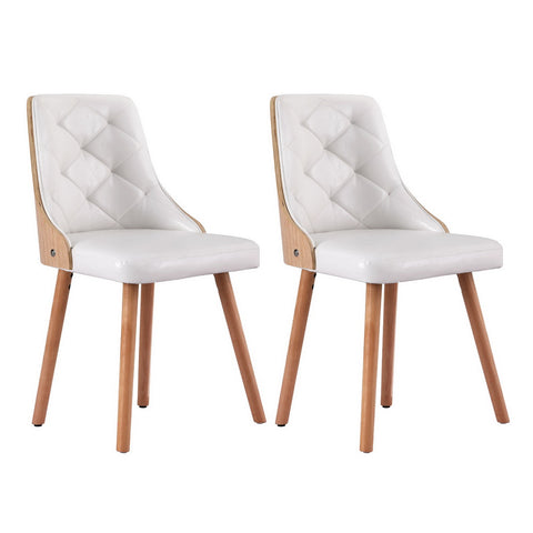 1 Set of 2 Dining Chairs Black/White PU