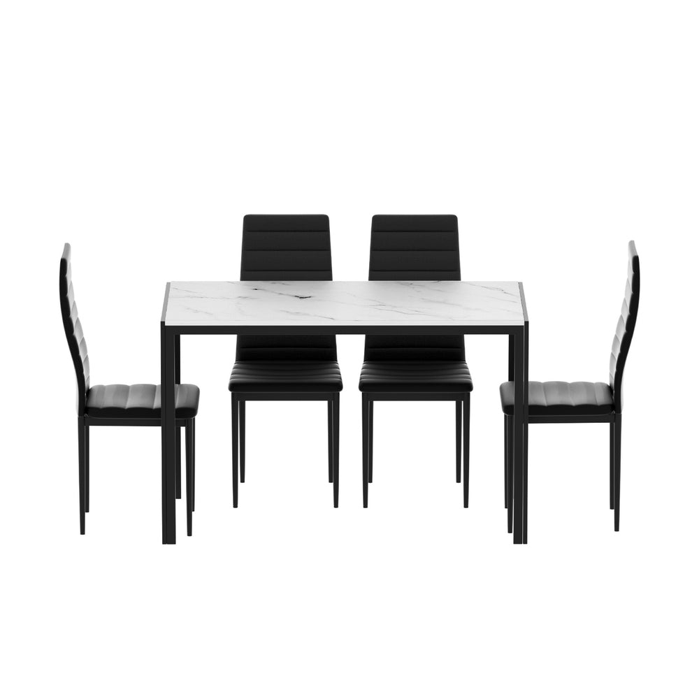 1 Dining Table and 4 Chairs Set Marble Effect