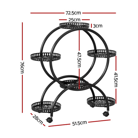 Plant Stand 6 Tier Metal Flower Pot Rack Wheels