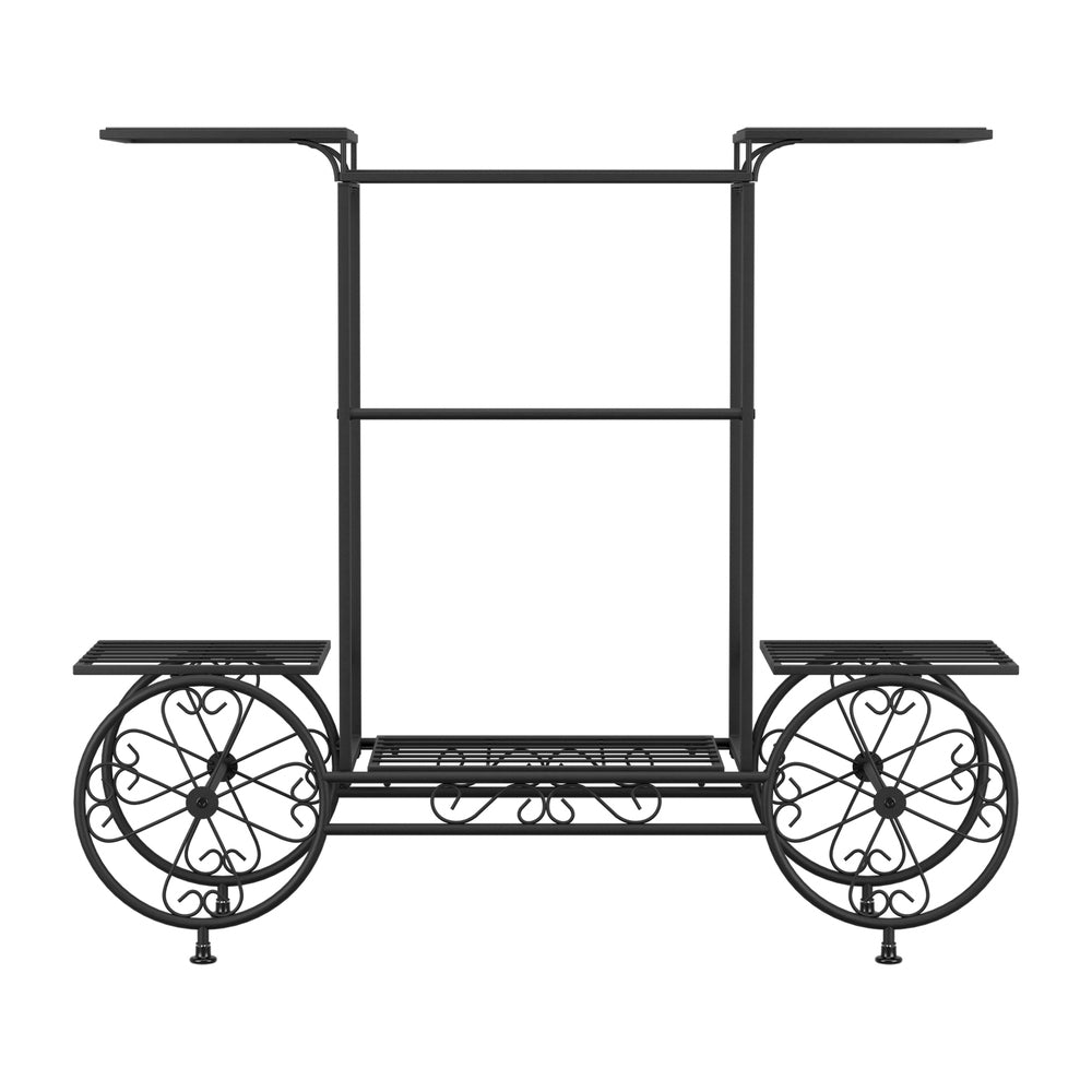 Plant Stand 6 Tier Iron 4 Wheeler