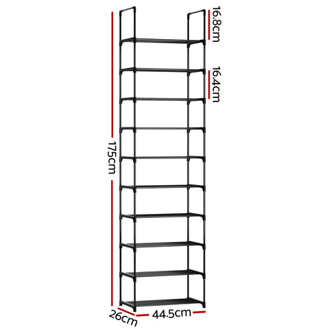 Shoe Rack DIY Stackable 10-tier Black Dunn