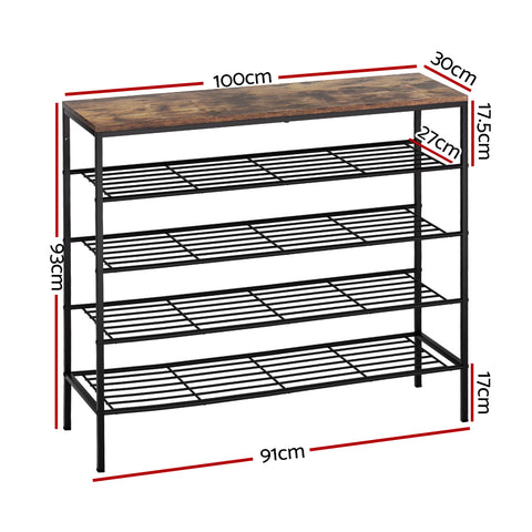 Shoe Rack 5-tier 25 Pairs Walnut Bob