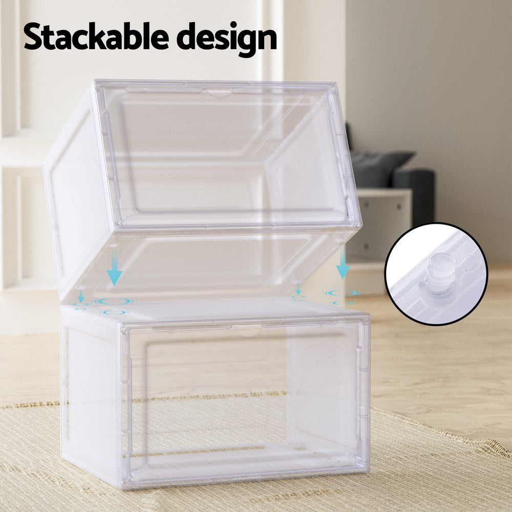 Shoe Box Rack DIY Set of 2 Stackable Magnetic Door