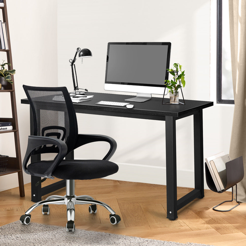 Home Office Set BK&WH Computer Desk and Mesh Office Chair