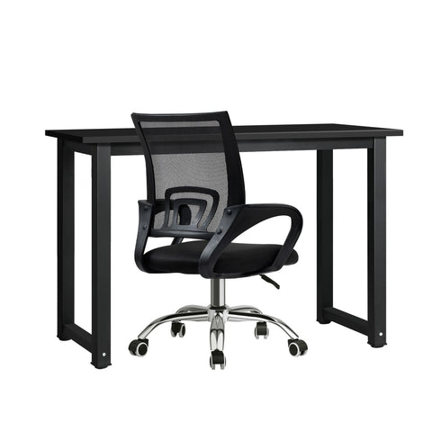 Home Office Set Black Computer Desk and Mesh Office Chair