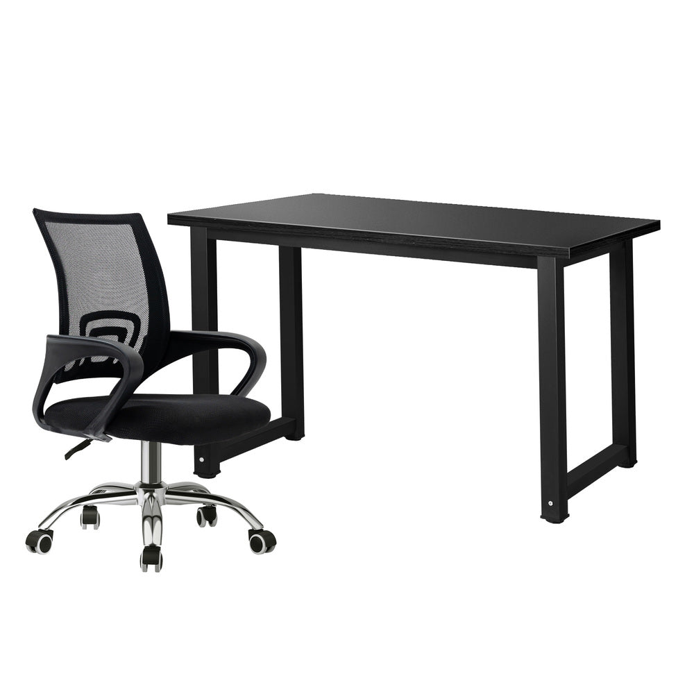 Home Office Set BK&WH Computer Desk and Mesh Office Chair