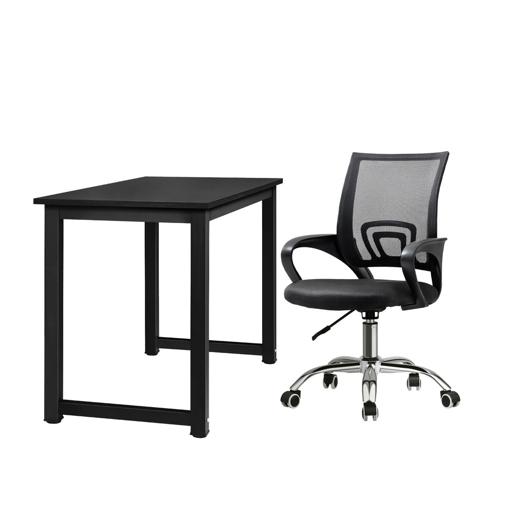 Home Office Set BK&WH Computer Desk and Mesh Office Chair