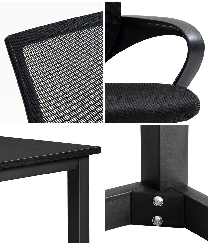 Home Office Set Black Computer Desk and Mesh Office Chair