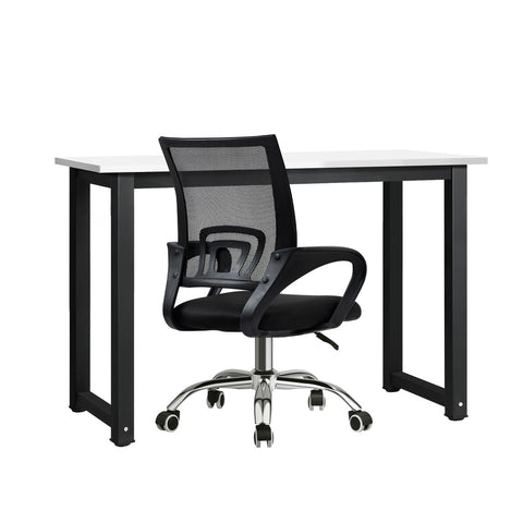 Home Office Set Black Computer Desk and Mesh Office Chair