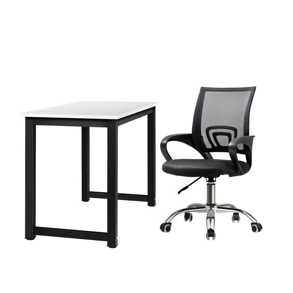 Home Office Set Black Computer Desk and Mesh Office Chair