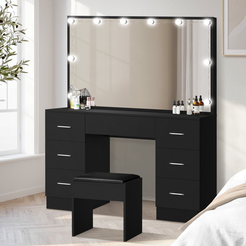 Dressing Table Large Makeup Mirror 10 LED Bulbs Black