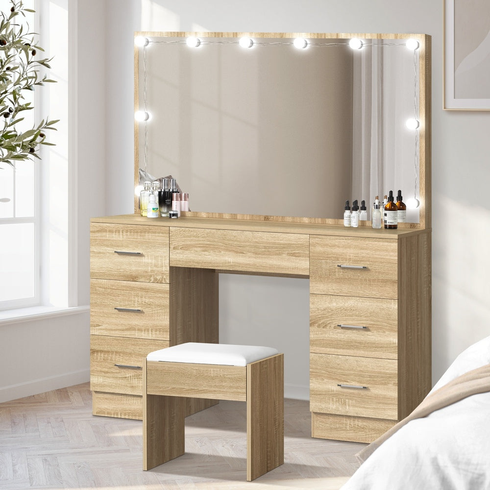 Dressing Table Large LED Mirror Natural