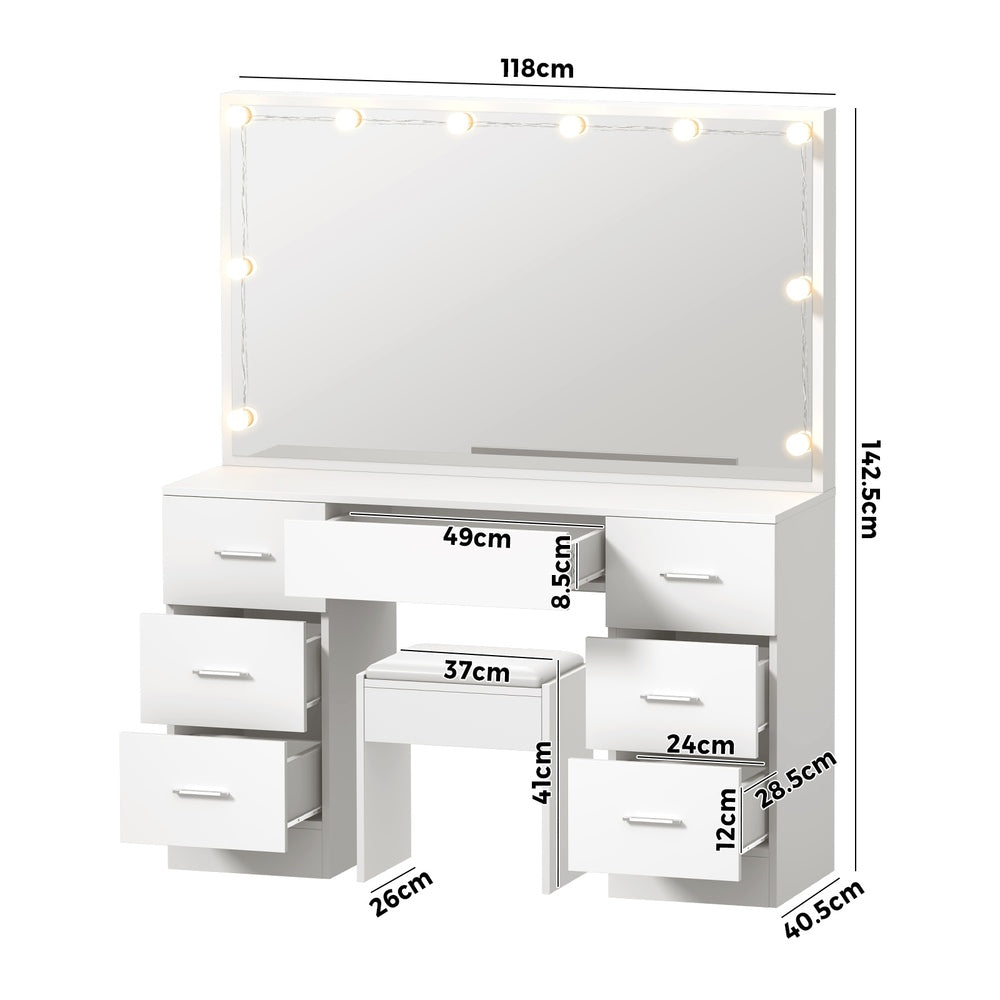 Dressing Table Large LED Mirror White