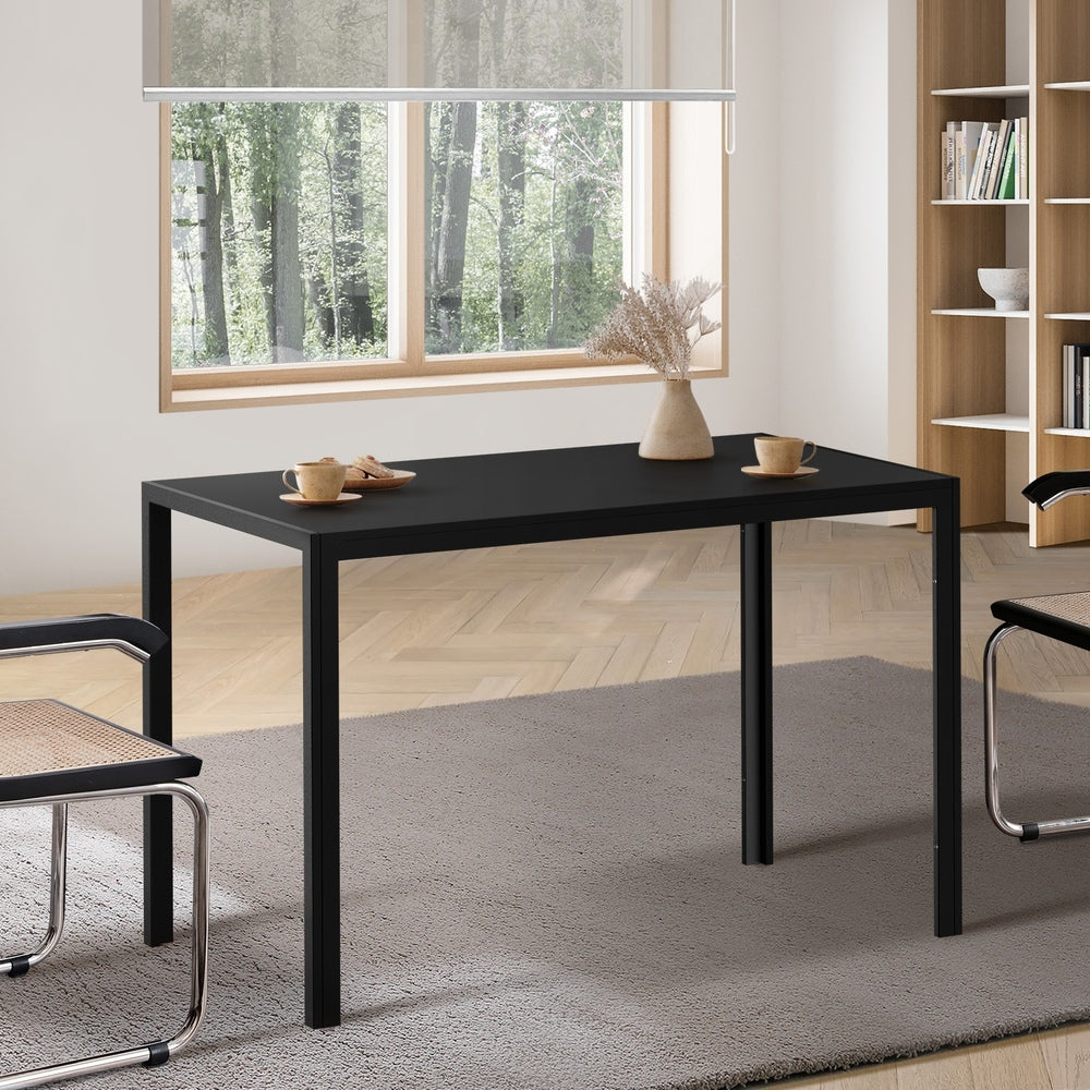 120cm Rectangular Dining Table with Metal Leg Black