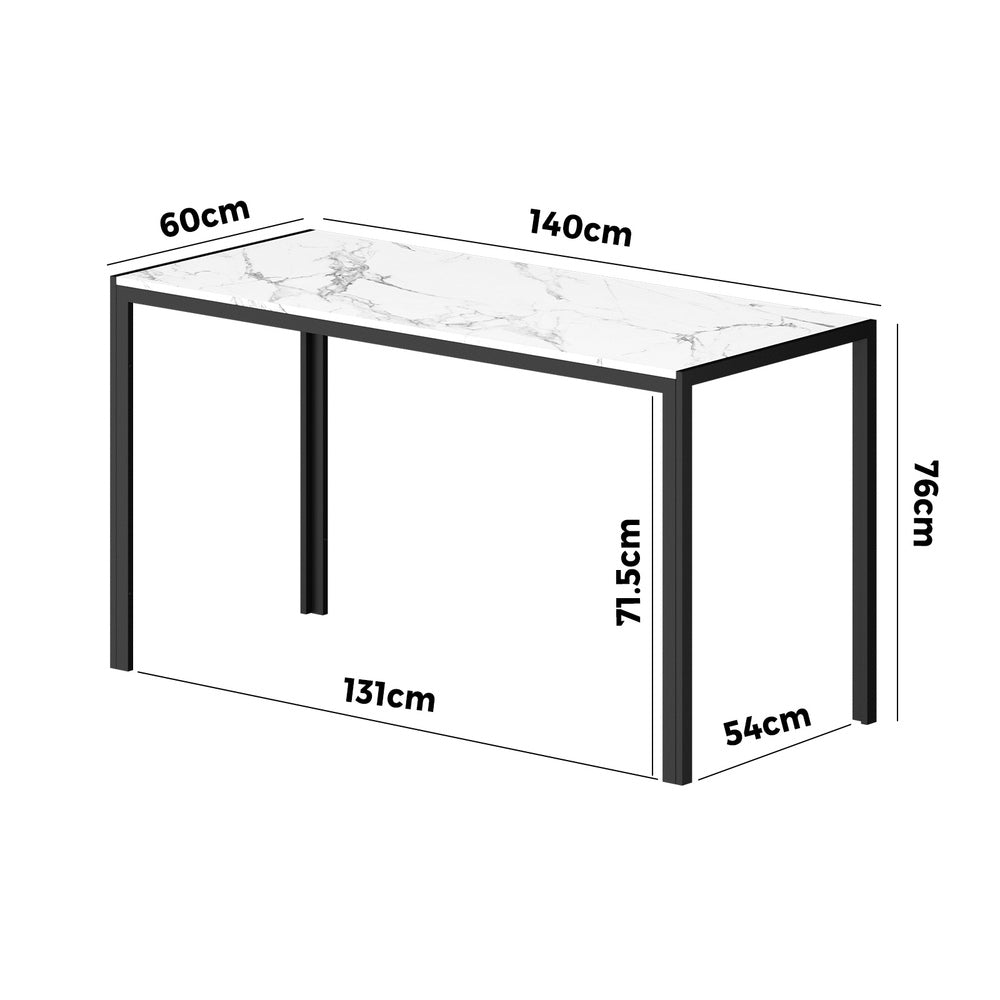 140cm Rectangular Dining Table with Metal Leg White&Black