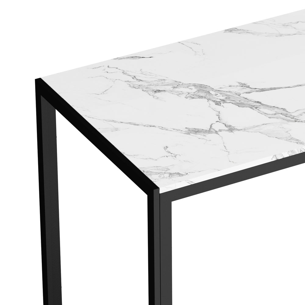 120cm Rectangular Dining Table with Metal Leg White&Black