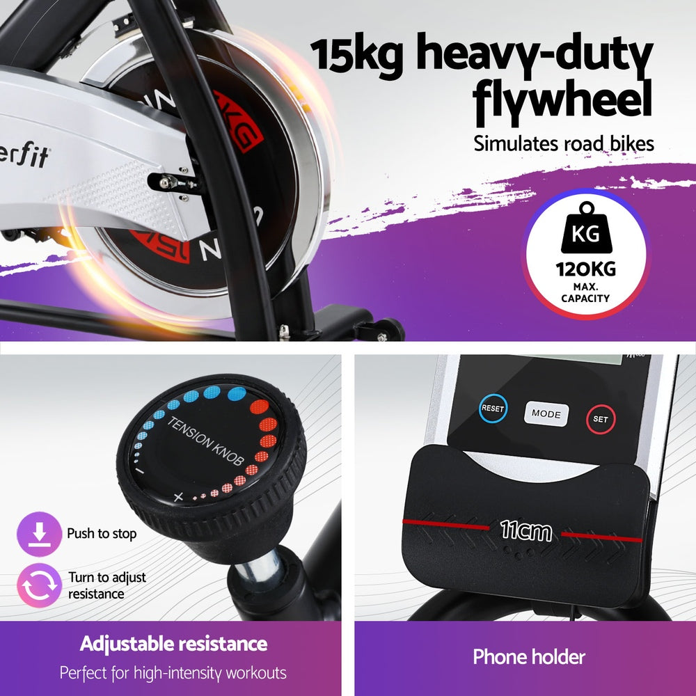 15KG Flywheel Spin Bike - 120KG Capacity