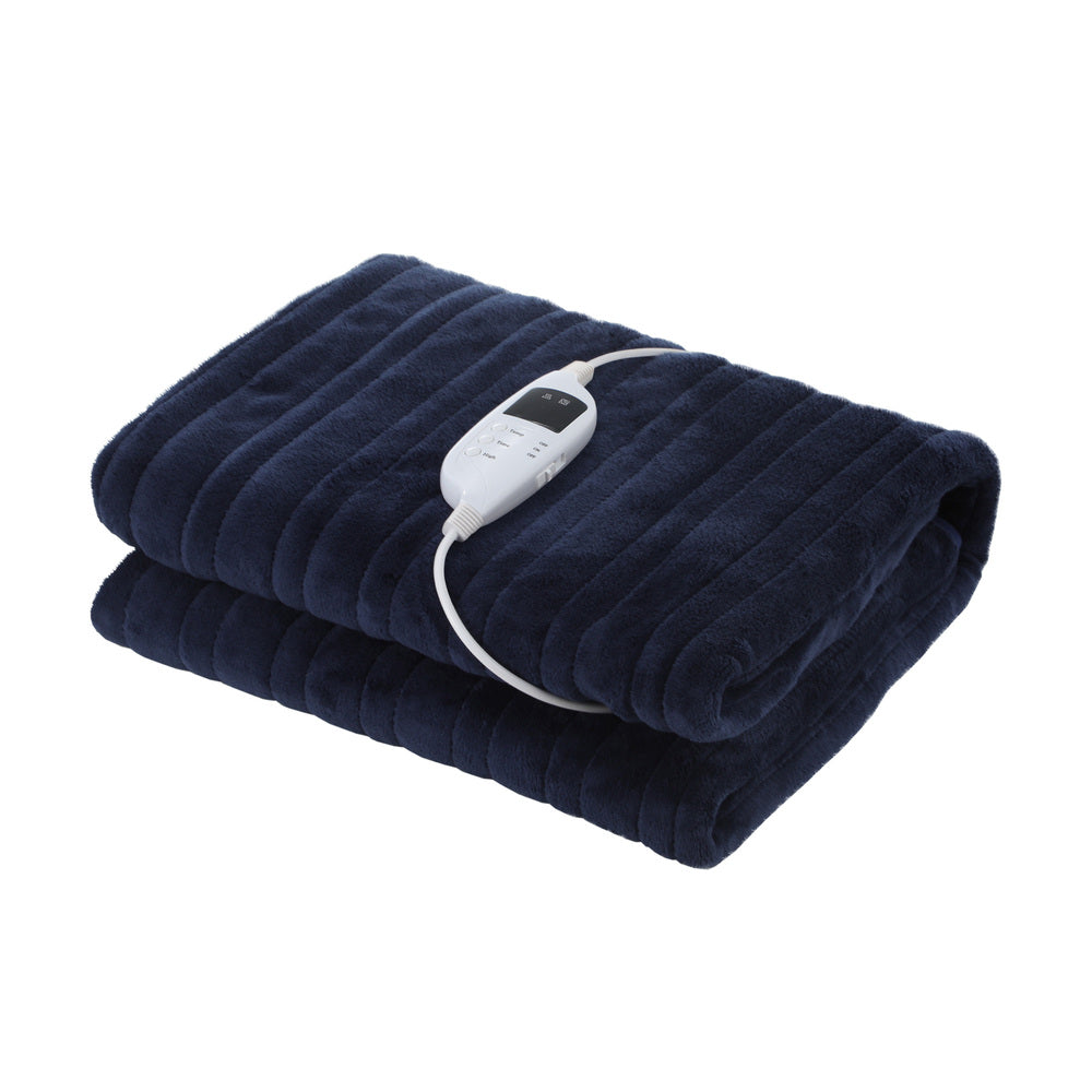 Washable Electric Heated Throw Rug Flannel Fleece Sherpa Black