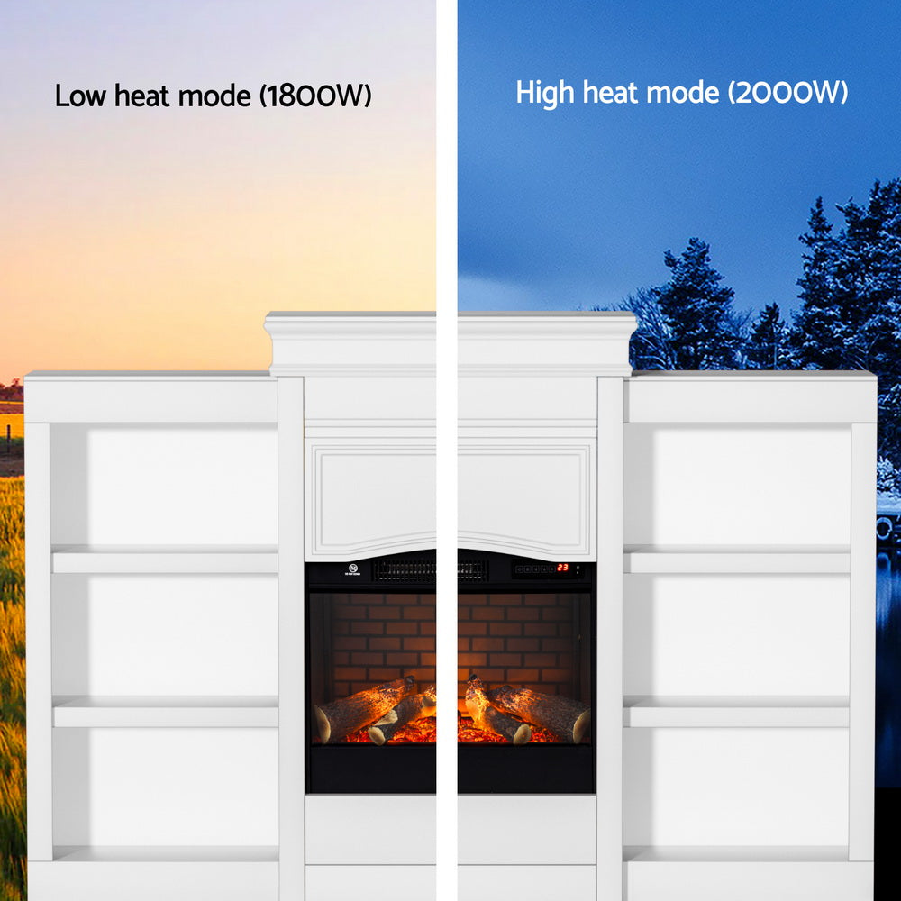 2000W Electric Fireplace Fire Heater White