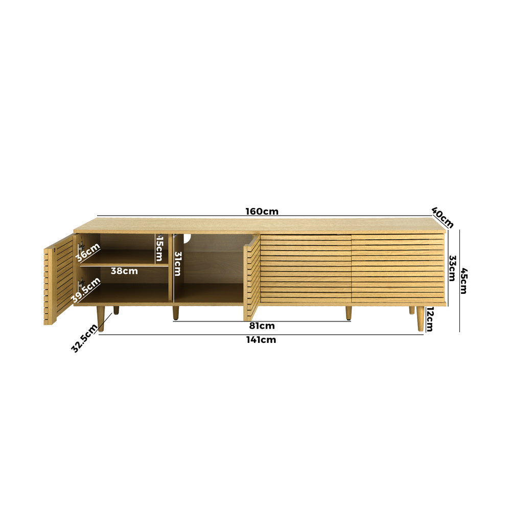 TV Cabinet Entertainment Unit Stand Storage Unique Door Furniture 160CM