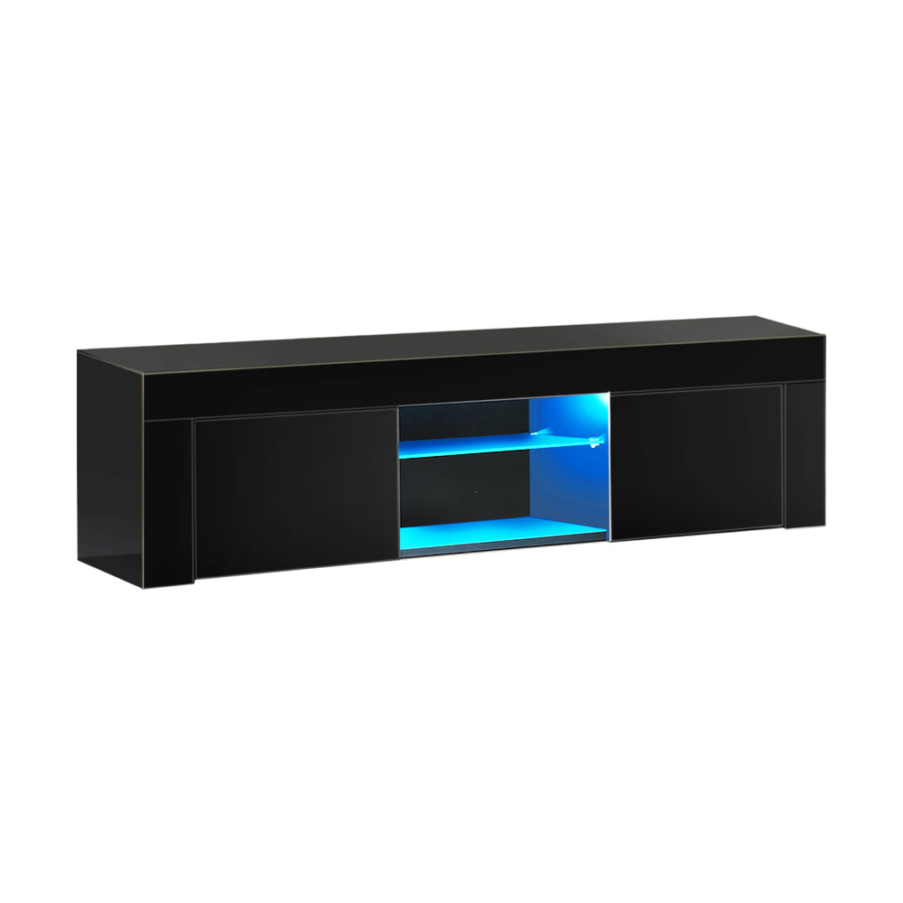 TV Cabinet Entertainment Unit Stand RGB LED Gloss Furniture 130cm Black/White