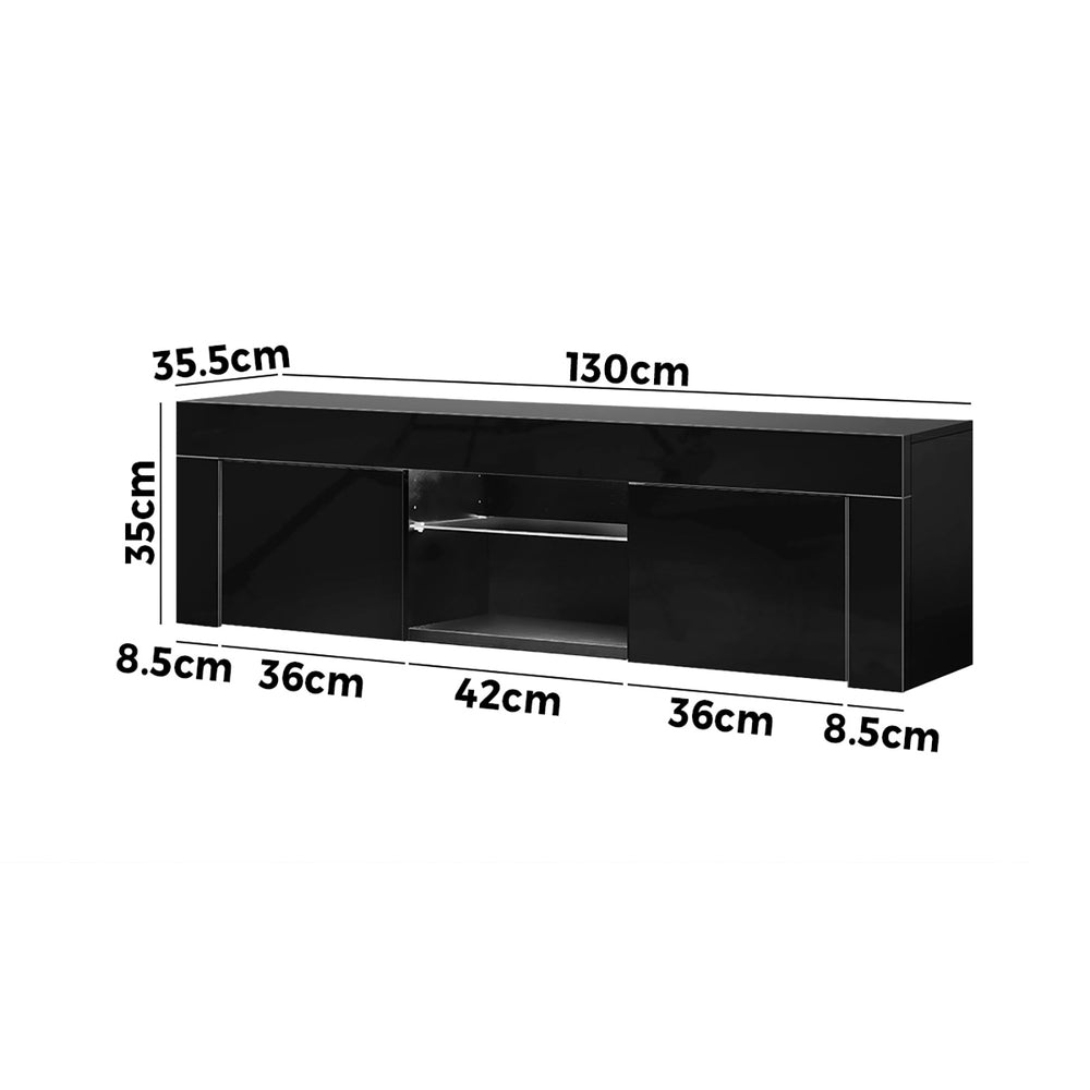 TV Cabinet Entertainment Unit Stand RGB LED Gloss Furniture 130cm Black/White