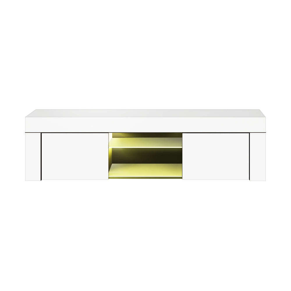 TV Cabinet Entertainment Unit Stand RGB LED Gloss Furniture 130cm Black/White