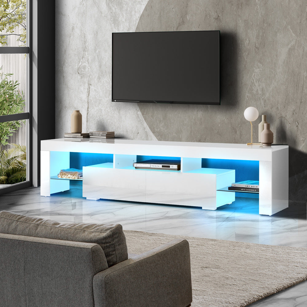 TV Cabinet Entertainment Unit Stand LED RGB Gloss Furniture White/Black