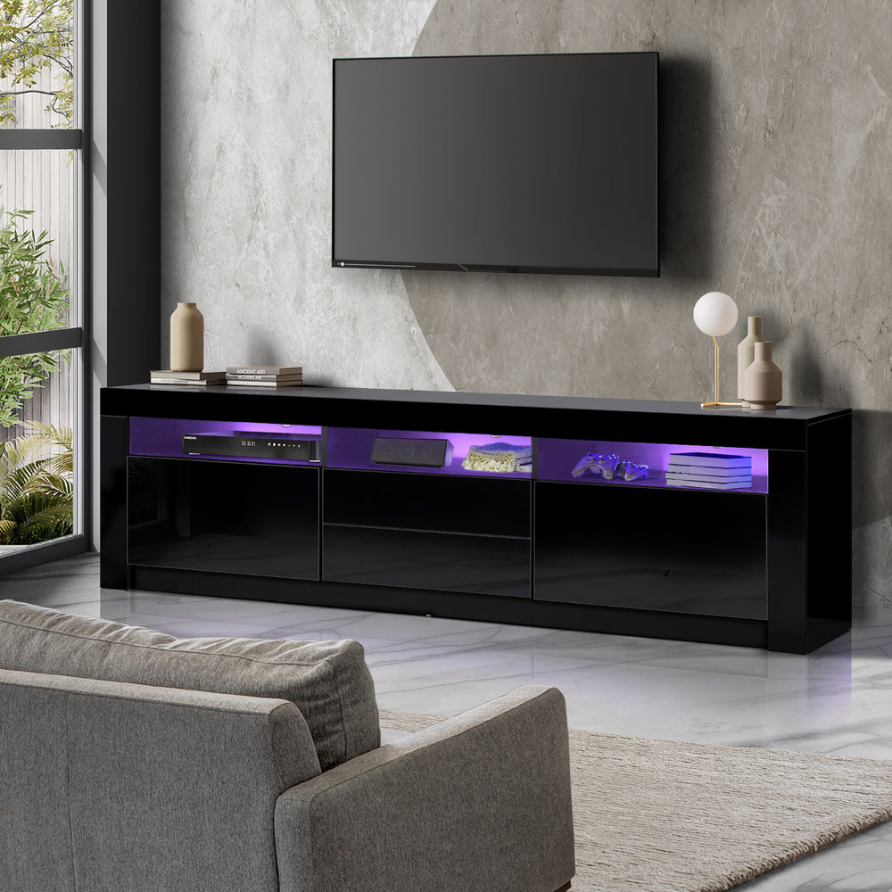 TV Cabinet Entertainment Unit Stand LED RGB Gloss Furniture White/Black