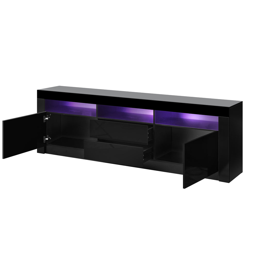 TV Cabinet Entertainment Unit Stand LED RGB Gloss Furniture White/Black