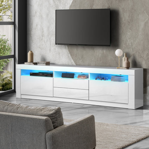 Modern and Stylish White Entertainment Unit Stand with RGB LED - 180CM