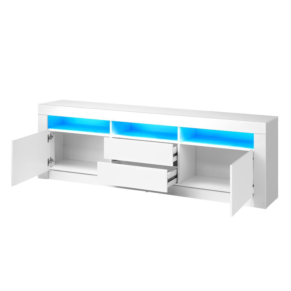 Modern and Stylish White Entertainment Unit Stand with RGB LED - 180CM