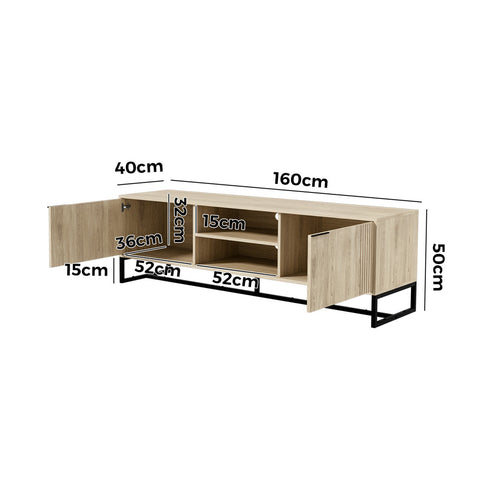 TV Cabinet Storage Drawer Shelf 160cm Oak