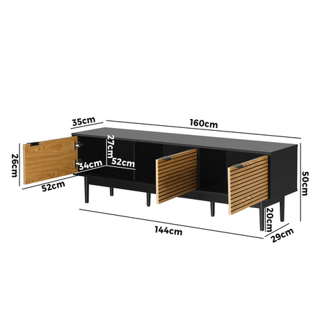 TV Cabinet Entertainment Unit Stand Storage Three Door 160CM