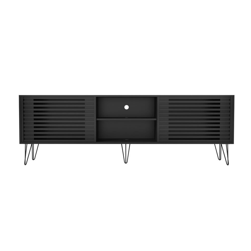 TV Cabinet Storage Sliding Door 180cm Black/Natural