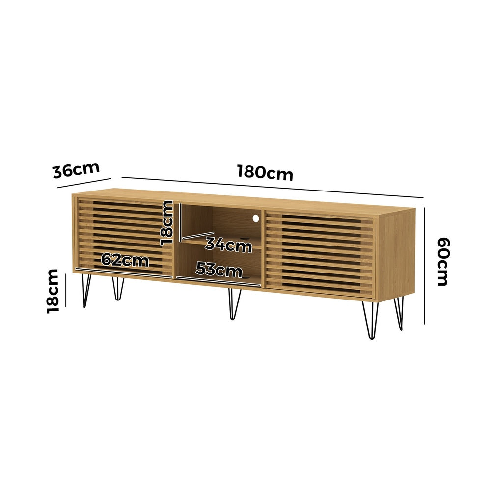 TV Cabinet Storage Sliding Door 180cm Black/Natural